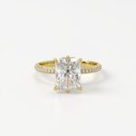 Three-Sided Pavé Solitaire with Hidden Halo Engagement Ring