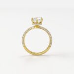 Three-Sided Pavé Solitaire with Hidden Halo Engagement Ring - Image 2