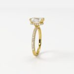 Three-Sided Pavé Solitaire with Hidden Halo Engagement Ring - Image 4