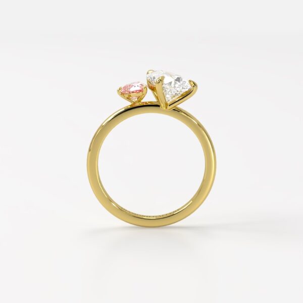 Marie Twin Pear Toi et Moi with Pink Diamond - Image 2