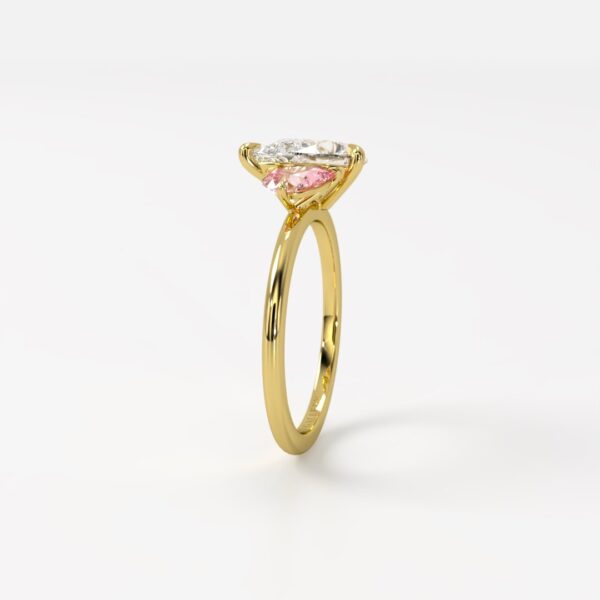 Marie Twin Pear Toi et Moi with Pink Diamond - Image 4