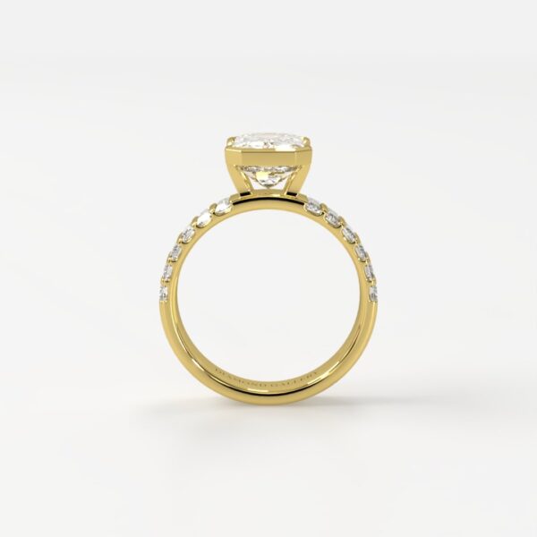 Lyra Emerald Cut Half-Bezel Ring with Baguette Accents - Image 2