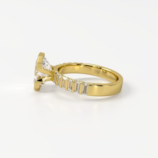 Lyra Emerald Cut Half-Bezel Ring with Baguette Accents - Image 3